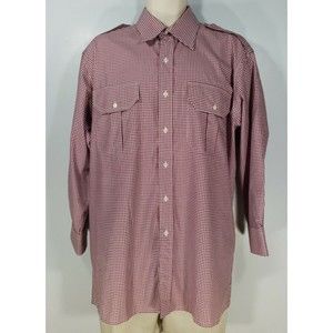 Maus & Hoffman Mens Large Long Sleeve Button Down Shirt Red White Gingham